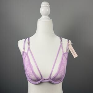 Victoria’s Secret Very Sexy Lilac Lace Unlined Underwire Low Cut Demi Bra 36B